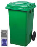 ICS Műanyag hulladéktároló, szelektív kültéri kuka, Extra erős, UV-álló, kerékkel, nyitható tetővel Strend Pro GB4 - 240 l zöld (TC254174C)