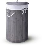 Juskys Szennyeskosár kerek bambusz 55 l fedéllel és zsákkal szürke (300353)