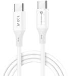 Forcell USB Type-C töltő- és adatkábel, USB Type-C, 100 cm, 5000 mA, 100W, törésgátlóval, gyorstöltés, PD, QC 4.0, Forcell F-Energy C347, fehér (5903396395383) (5903396395383)