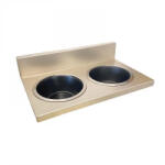 Raintech International Falra szerelhető dupla etetőtál 2 rozsdamentes acél tállal, ezüst peremmel 16, 5 cm / 2x0, 7l