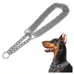 Malatec Erős fém láncos fojtónyakörv kutyáknak, 3 soros, 45 cm-es lánccal