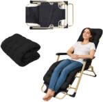 Malatec összecsukható kerti nyugágy párnával, fekete