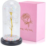 Malatec Örök Fehér Rózsa LED-es fehér rózsa üvegbúrában, elegáns ajándék különleges alkalmakra