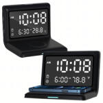 Malatec 3 az 1-ben digitális ébresztőóra, vezeték nélküli töltő 15 W-os, hőmérővel