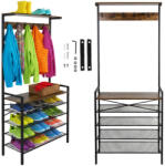 Ruhhy Állópolc akasztóval 189cm, 4 polc cipőknek és kosaraknak