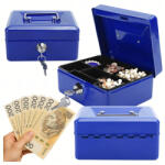 Malatec Fém persely kék, érméknek, bankjegyeknek, dokumentumoknak, széf kulcsoknak