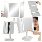 Malatec LED-es megvilágítású kozmetikai tükör, kihúzható sminktükör 3x-os nagyítással