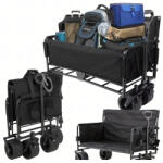 Malatec Összecsukható kerti kocsi, strandkocsi, horgászkocsi üléssel és kerekekkel XL méretben