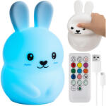 Malatec Gyerek éjszakai lámpa Nyúl LED RGB, szilikon, USB + Távirányító