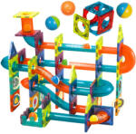  Mágneses építőkocka készlet 96 darabos 3D labdapálya játék gyerekeknek, erős mágnesekkel és színes pályaelemekkel