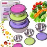 Kamille 3 Db-os Konyhai Tál Szett Rozsdamentes Acél Fedővel 12/14/16 cm Kamille (KM-2111)