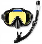 Tsunami Úszómaszk Szemüveg Búvárszemüveg Sznorkel Vízcsővel (Okulary z rurką z lustrzanymi szkłami - black)