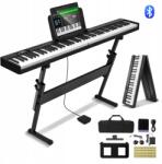 Vevor Összecsukható Zongora 88 Billentyűs Bluetooth és MIDI Csatlakozással, Állvánnyal (ZDSMGQ88JHSY6)