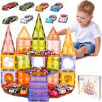 MalPlay Mágneses Oktató Építőkockák Autókkal 10 Db-os Játék 62 Db (113643)