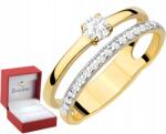 ZŁOCISTO Arany Gyűrű 0, 585 Laboratóriumi Gyémánt Dupla (DLA DZIEWCZYNY NARZECZONEJ)