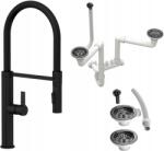 Granitan Full Fekete Konyhai Csaptelep Szifon Fekete (FULL CZARNA + Syfon podwójny)