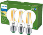 Philips 3x LED izzó E27 A60 7.3W = 100W 1535lm 210lm/W 2700K Meleg 300° A OSZTÁLYÚ UltraEfficient Philips (8721103134837)