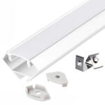 Kobi Alumínium LED Profil Szalagokhoz Sarok Tejes Borítás Szett Fehér 2m Kobi (KOBPROF00045)