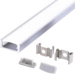 Kobi Alumínium LED profil felületszerelt szalagokhoz, tejszerű borítás, ezüst, 2m, Kobi (KOBPROF00005)