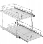Vevor 2-Szintes Kihúzható Fém Polc Mosogató Alatti Szekrénybe, 30cm x 53cm, Fiókos Kosár (FZSLLDGGEC12)