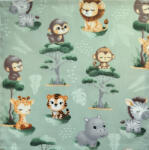  Textil szalvéta - 30x30cm / Pasztell Zöld alapon Szafaribébik mintával