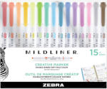 Zebra Szövegkiemelő készlet, 1, 4/4 mm, kétvégű, Zebra Mildliner Highlighter, 15 különböző szín - suplix