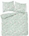 Detexpol Flanel ágyneműhuzat 220x200 menta fehér virágokkal és levelekkel Pastel Flowers (5632 B)