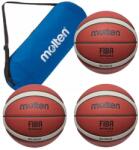 Molten Pachet 3 mingi baschet Molten BG4050 (marimi 7 6 5), FIBA minge oficiala FRB + geanta transport Molten pentru 3 mingi (3XB7G4050+EB0043-B)