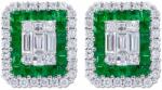 White & Black Baguette gyémánt fülbevaló smaragdokkal - 1, 6 karát (AU13709)
