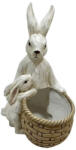  Nyúl kosárral, kisnyúllal álló 30x22x43 cm