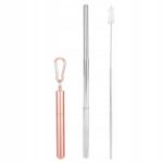  Acél Teleszkópos Szívószál Készlet Italokhoz 3AZ1BEN Fogkefe Tok (087739)