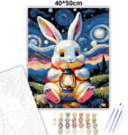  Csillagfényes nyuszi - számfestő készlet - 40×50 cm (Keretre feszítve)