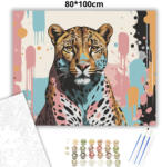  Energikus leopárd tekintet - számfestő készlet - 80×100 cm (Keret nélkül)