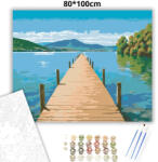  Nyugodt tóparti stég - számfestő készlet - 80×100 cm (Keretre feszítve)