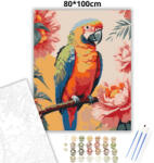  Trópusi papagáj - számfestő készlet - 80×100 cm (Keret nélkül)