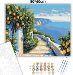  Citromfák a tenger felett - számfestő készlet - 50×60 cm (Keret nélkül)