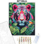  Vibráló tigris tekintete - számfestő készlet - 80×100 cm (Keret nélkül)