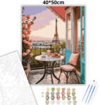  Békés párizsi terasz - számfestő készlet - 40×50 cm (Keretre feszítve)