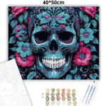  Sötét virágkoszorú - számfestő készlet - 40×50 cm (Keretre feszítve)