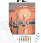  Aranyló vitorlások a Balaton vizén - számfestő készlet - 80×100 cm (Keret nélkül)