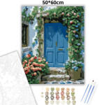  Virágos bejárat - számfestő készlet - 50×60 cm (Keret nélkül)