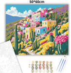  Napfényes kaktuszok - számfestő készlet - 50×60 cm (Keretre feszítve)