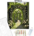  Mesés kerti kapu - számfestő készlet - 50×60 cm (Keretre feszítve)