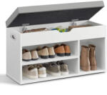 VASAGLE Cipőpad tárolóhellyel, Párnázott, Terhelhetőség 136 kg, 30 x 80 x 44 cm, fehér-szürke
