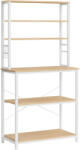 VASAGLE Konyhai állópolc 6 polcszinttel, 6 akasztóval, tölgy és fehér 80x40x167cm - vashome