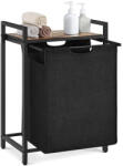 VASAGLE Kihúzható szennyeskosár, polccal, rusztikus barna-fekete