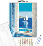  Vitorlás az ablakból - számfestő készlet - 60×70 cm (Keretre feszítve)