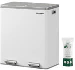 SONGMICS dupla szemetes, fém szelektív hulladékgyűjtő 15 szemeteszsákkal, 2 × 30 L, fehér-szürke