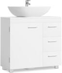 VASAGLE Mosdó Alatti Fürdőszoba Szekrény, 3 Fiókkal, 2 Rekesszel, 30 x 70 x 64 cm, Felhőfehér