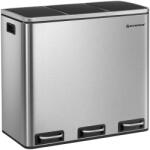SONGMICS Szelektív szemetes 54 liter, hulladékleválasztó rendszer 3 rekeszes, ezüst